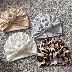 Stylish baby Turban Hat Set - Beige, Gray, Cream, and Brown